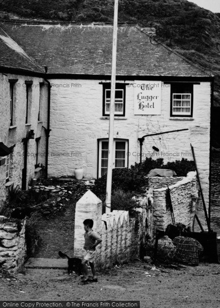 Photo of Portloe, A Boy Beside The Lugger Hotel c.1955