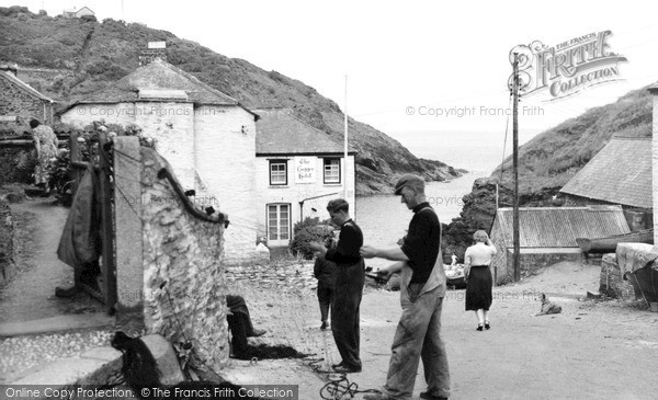 Photo of Portloe, Fishermen Mending The Nets c.1955