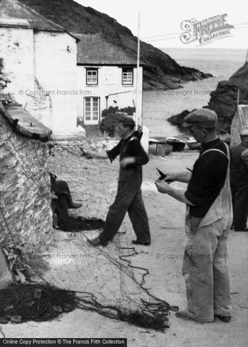 Photo of Portloe, Fishermen Mending The Nets c.1955