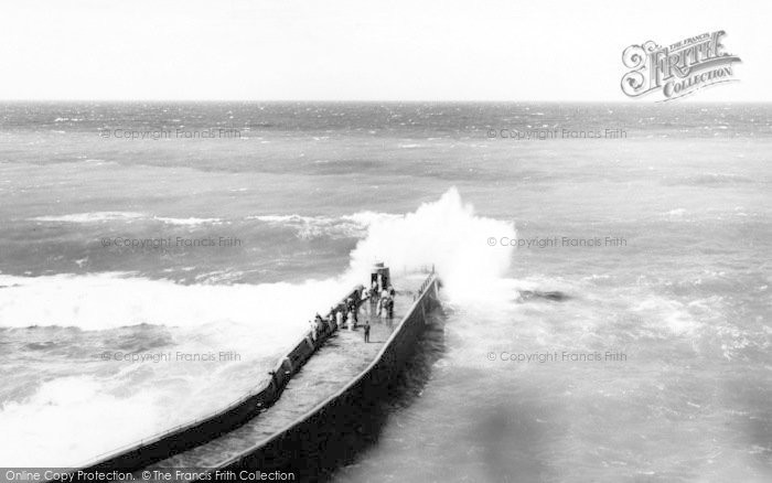 Photo of Portreath, Rough Sea c.1955