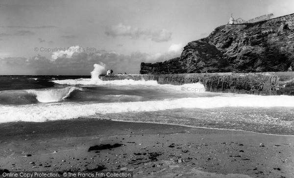 Photo of Portreath, Rough Sea c.1965