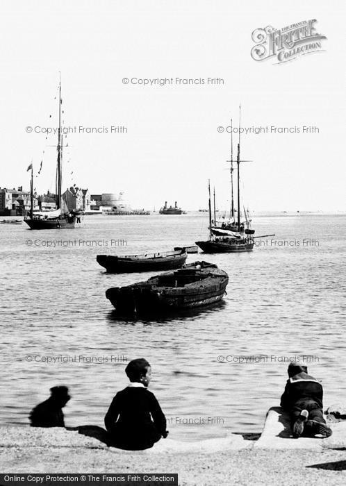 Photo of Portsmouth, Boys, The Harbour 1892
