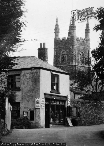Photo of Poughill, Post Office And Church 1938