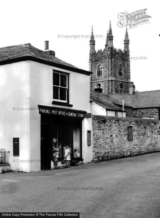 Photo of Poughill, The Post Office And Church c.1960