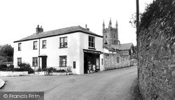 The Post Office And St Olaf's Church c.1960, Poughill