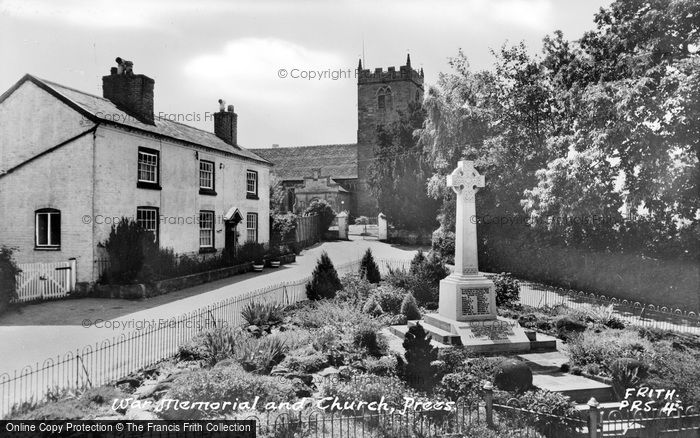 Photo of Prees, The Memorial And Church c.1960