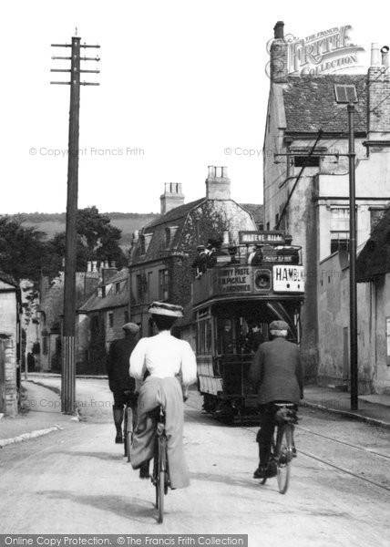 Photo of Prestbury, Tram And Cyclists 1907