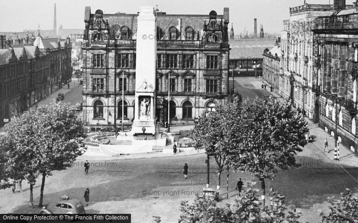 Photo of Preston, The Post Office And War Memorial c.1955