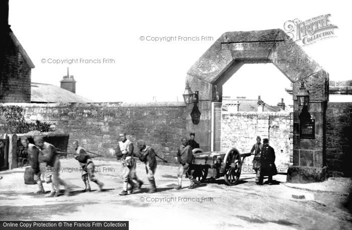 Photo of Princetown, Dartmoor Prison Gate & Convicts 1890