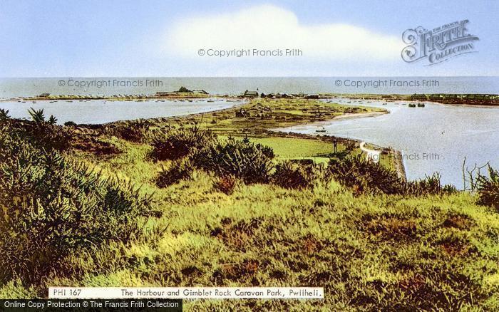 Photo of Pwllheli, The Harbour And Gimblet Rock Caravan Park c.1960