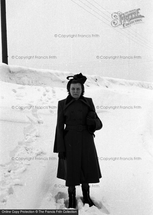 Photo of Queensbury, Roper Lane, A Woman In The Snow c.1953