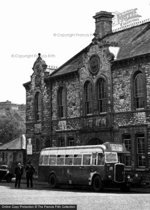 Photo of Radstock, Bus Outside Victoria Hall c.1950