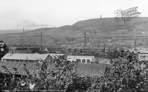 Photo of Ramsbottom, view of Town c1955
