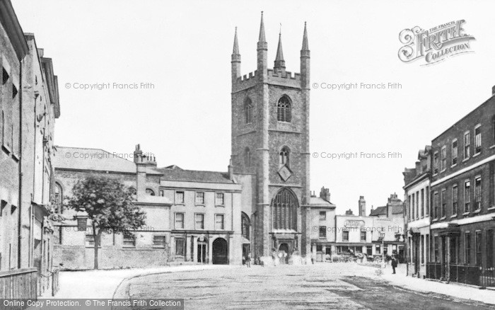Photo of Reading, Old Town Hall And St Laurence's Church c.1870