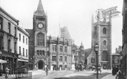 Town Hall And St Laurence's Church 1893, Reading