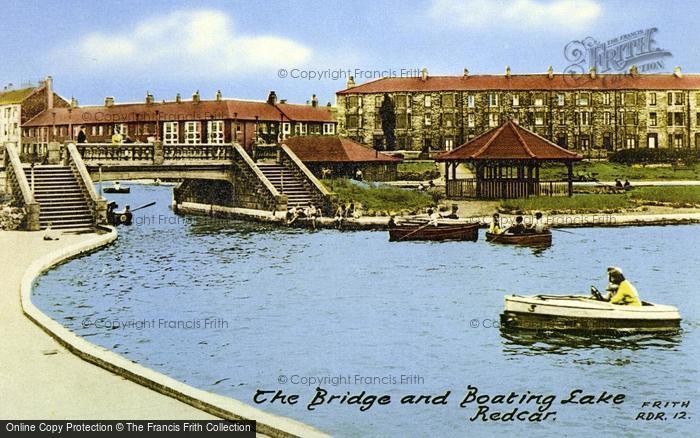 Photo of Redcar, Coatham Enclosure, Bridge And Boating Lake c.1955