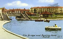 Coatham Enclosure, Bridge And Boating Lake c.1955, Redcar
