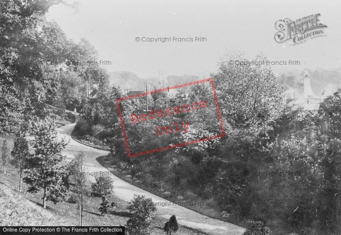 Photo of Reigate, Castle Grounds Showing Church 1886