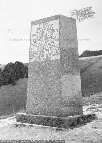 Photo of Reigate, Colley Hill George Simpson Memorial 1910