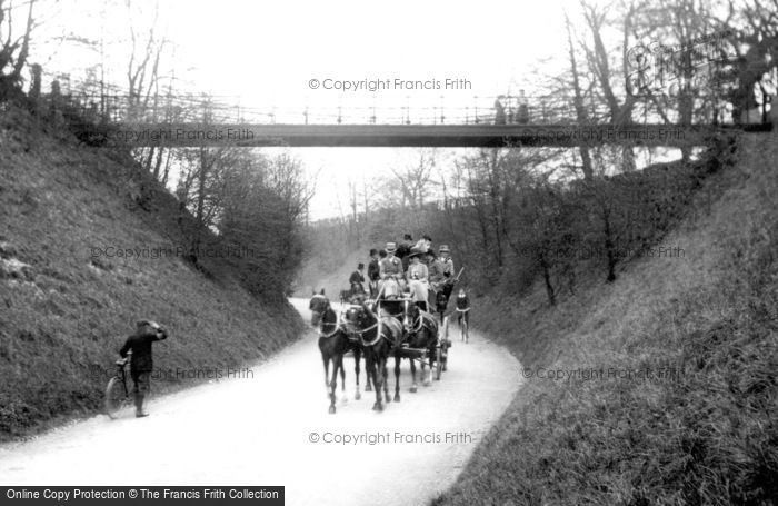 Photo of Reigate, Suspension Bridge And Stagecoach c.1908