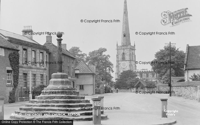 Photo of Repton, The Cross And St Wystan's Church c.1955