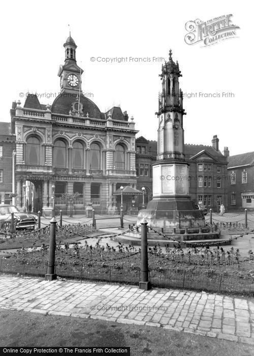 Photo of Retford, War Memorial And Town Hall c.1955