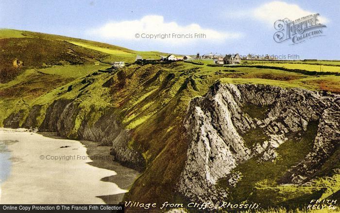 Photo of Rhossili, Village From Cliffs c.1955