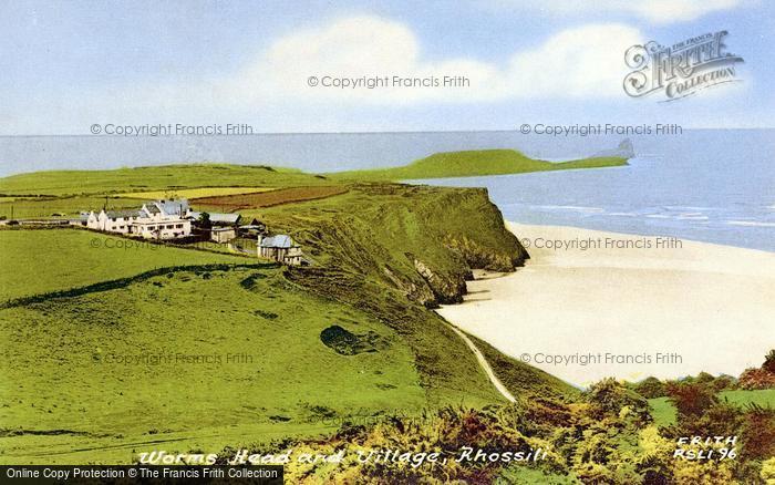 Photo of Rhossili, Worms Head And Village 1963