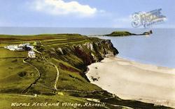 Worms Head And Village c.1955, Rhossili