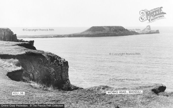 Photo of Rhossili, Worms Head c.1955