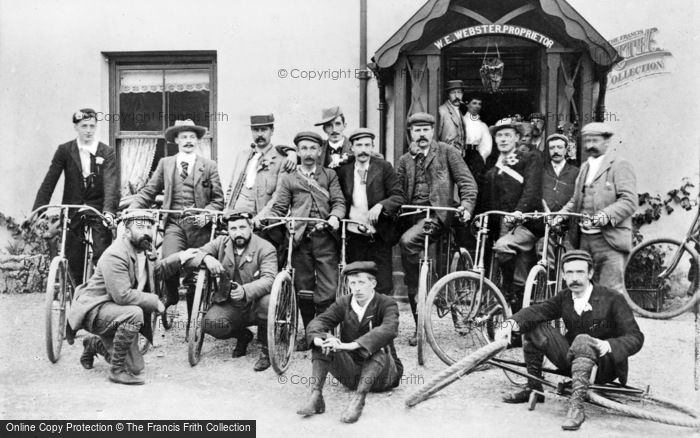 Photo of Rhyd Ddu, Cyclists Outside The Snowdon Ranger Hotel c.1910