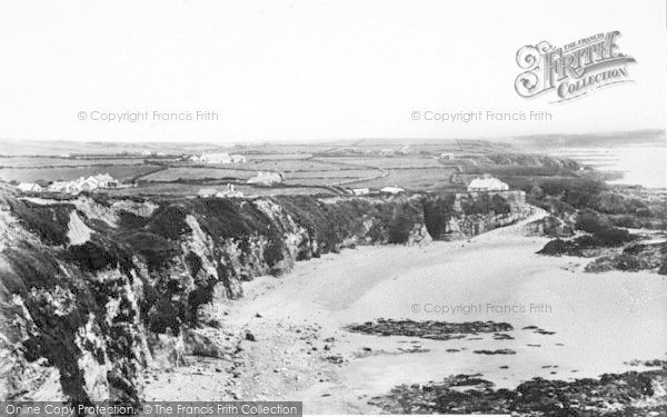 Photo of Rhydwyn, Beach And Cliffs c.1936