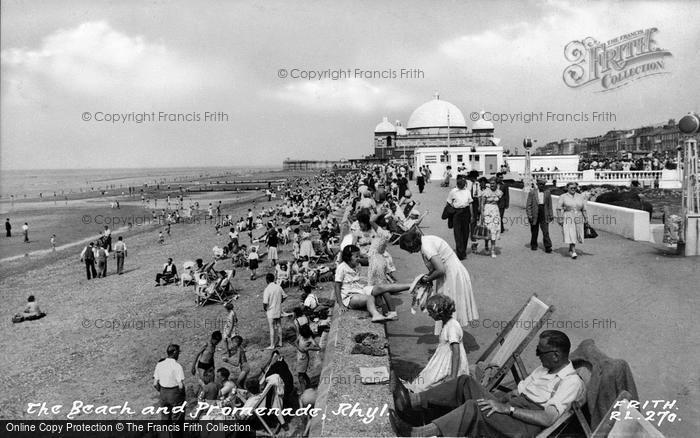 Photo of Rhyl, Beach And Promenade c.1955