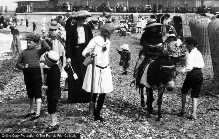 Photo of Rhyl, Donkey  Ride On The Beach 1913