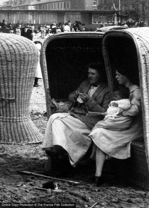 Photo of Rhyl, Girls In Wicker Beach Huts 1913