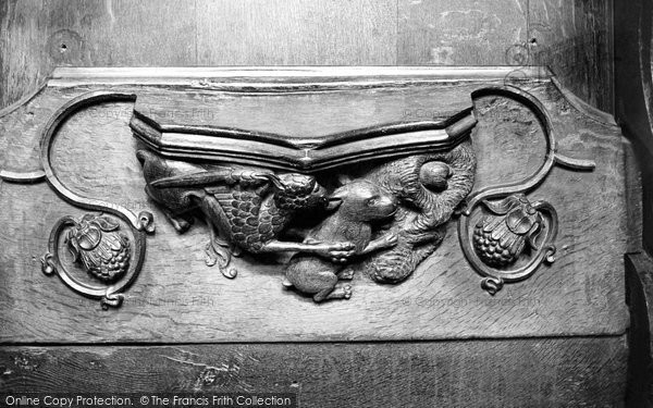 Photo of Ripon, Cathedral, The Griffin And Rabbits Misericord 1914