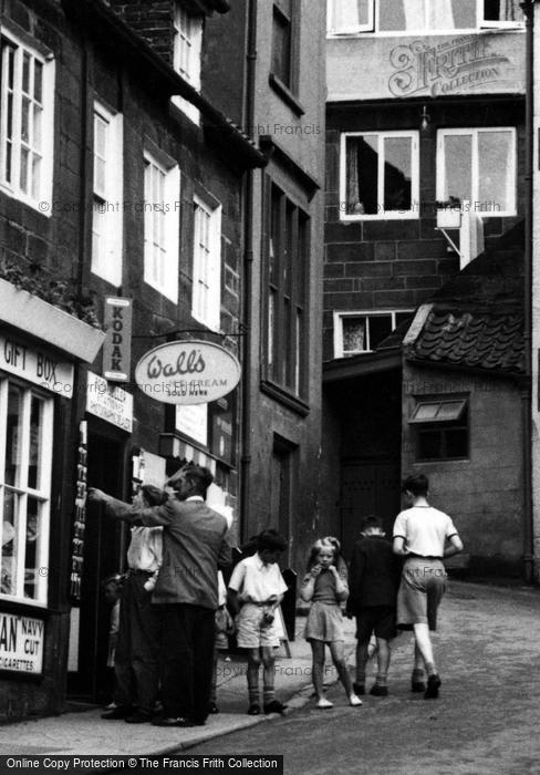 Photo of Robin Hood's Bay, New Road, Choosing Postcards c.1955