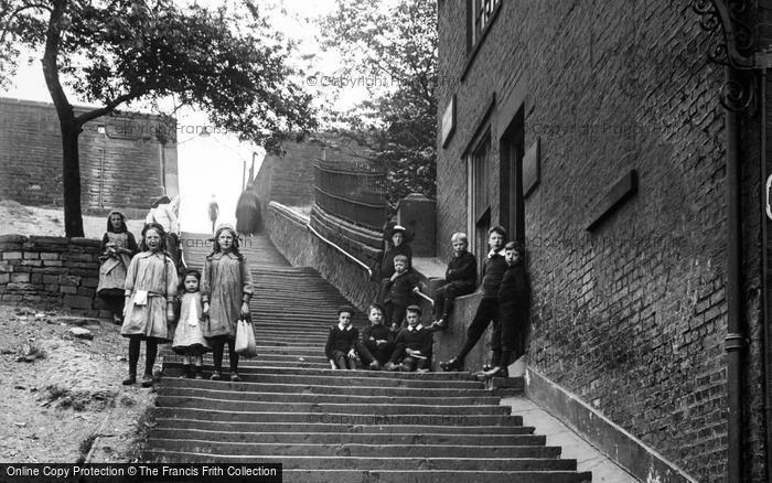 Photo of Rochdale, Children On Church Steps 1913