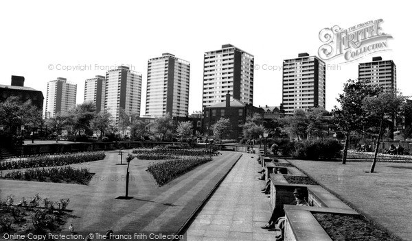 Photo of Rochdale, 'seven Sisters' Flats From Memorial Gardens c.1965