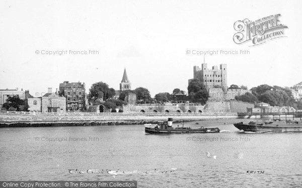 Photo of Rochester, Castle And Cathedral From The River Medway c.1955