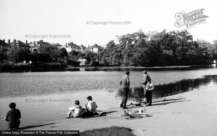 Photo of Romford, Boys Fishing In Raphael Park Lake c.1950