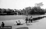 Boys Fishing In Raphael Park Lake c.1950, Romford