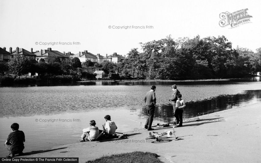 Romford, Boys Fishing in Raphael Park Lake c1950