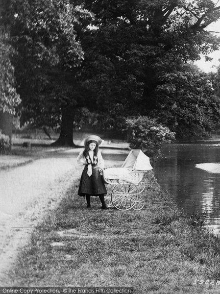 Photo of Romford, Girl With A Pram, Raphael Park 1908