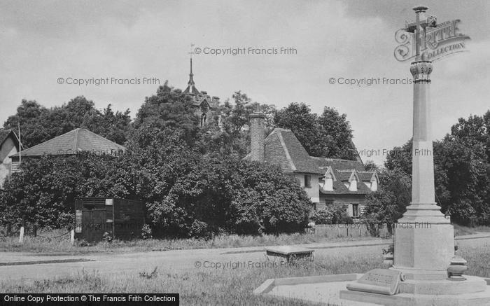 Photo of Roydon, War Memorial, Church And Stocks c.1955