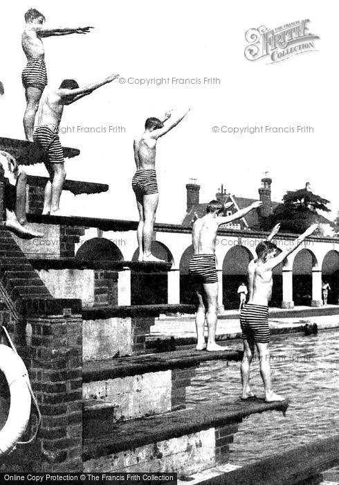 Photo of Rugby, Diving At The Open Air Swimming Baths 1932