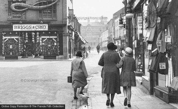 Photo of Rugby, Ladies Shopping, Market Place 1932
