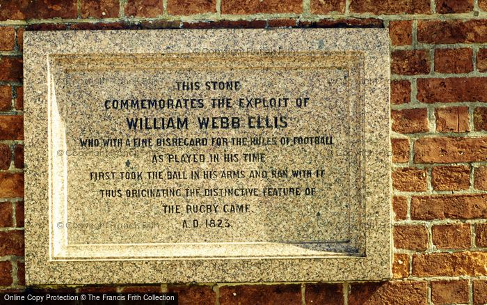 Photo of Rugby, School, William Webb Ellis Plaque 1989