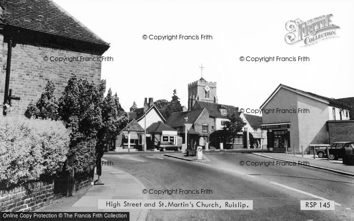 Photo of Ruislip, High Street And St Martin's Church c.1970