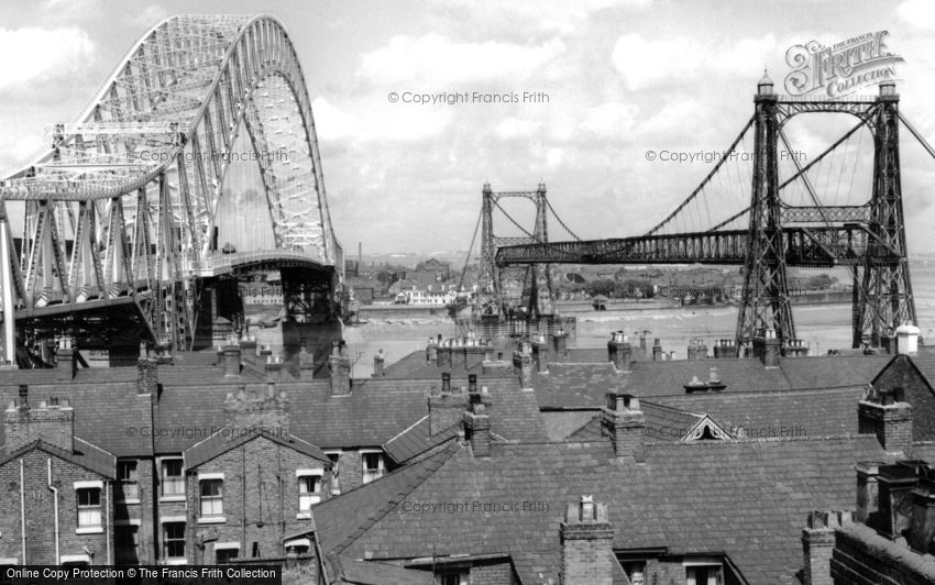 Runcorn, Runcorn Bridge and the Transporter Bridge c1961